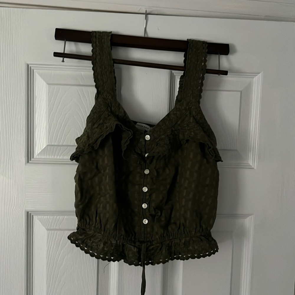 American Eagle Cropped Tank, Army Green, Size XS